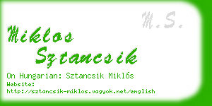 miklos sztancsik business card