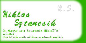 miklos sztancsik business card